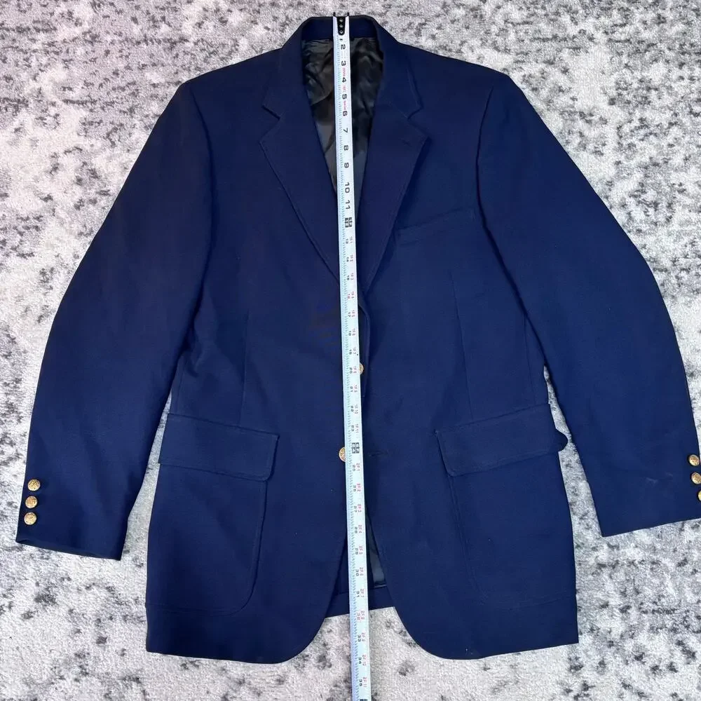 Vintage American Craftsman Men's 40 Navy Suit Jacket Blazer w/ Gold Buttons